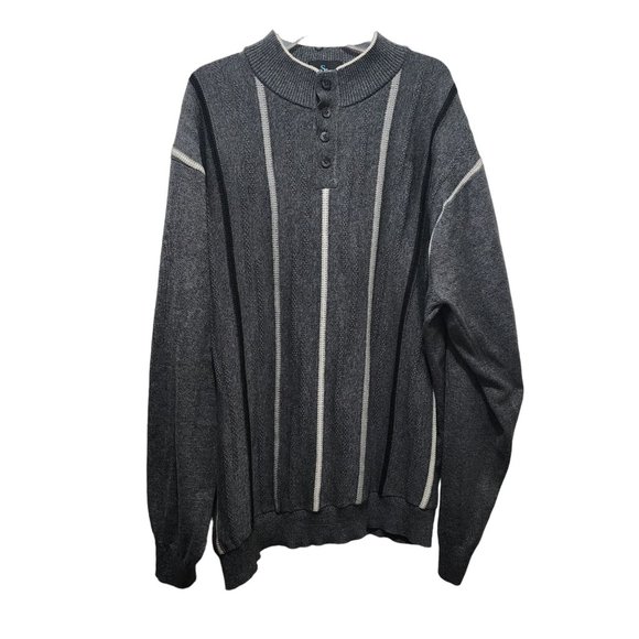 Steve Harvey Celebrity Editions Mens Sweater 4XL Grey Striped Big and Tall - Picture 1 of 4